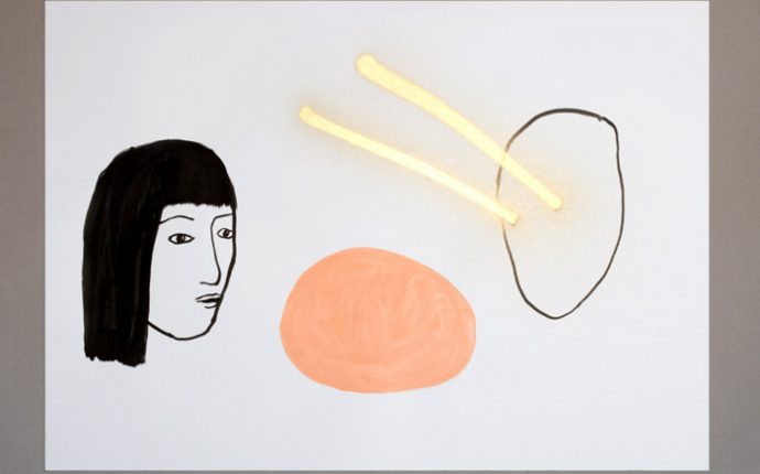 Andrea Gómez - DOBLE VISIÓN / DRAWING 2013 TW · FB Ink, acrylic and golden spray on paper. 100 x 70 cm