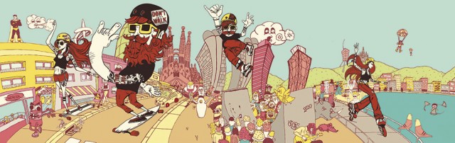 Ilustración para escaparate de Inercia por alumnos del L'Idem Barcelona